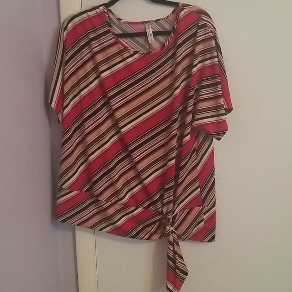 PenSeption Red/Gold/Black Striped Shirt Size 2XL